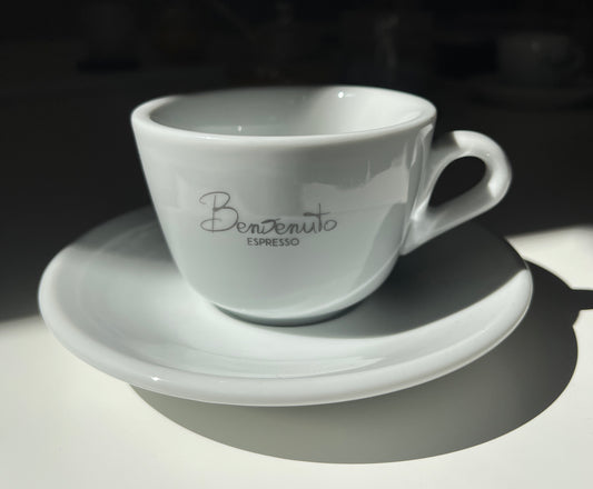 Benvenuto Cappuccinotasse Keramik weiß